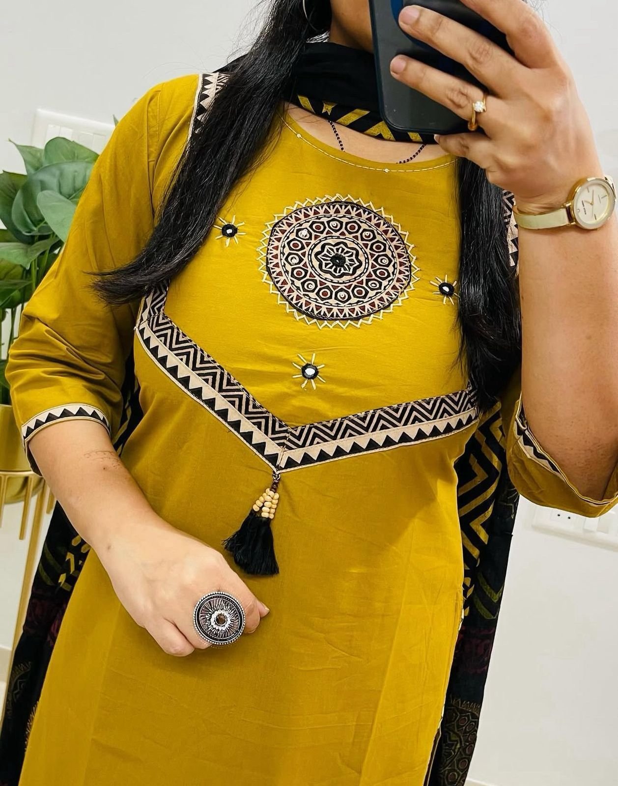 Yellow Handwork Cotton Suit Set